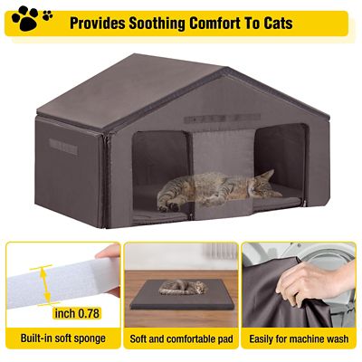 Image showing 4 th Aivituvin Wooden Heated Cat House with Insulation Heating Pad