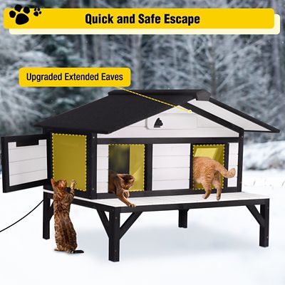 Image showing 6 th Aivituvin Wooden Heated Cat House with Insulation Heating Pad