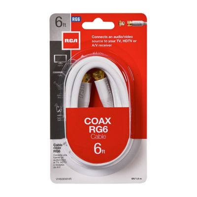 Image showing  RG6 Coaxial Cable with F-Connectors (6 ft.; White)