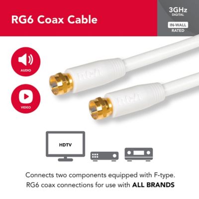 Image showing  RG6 Coaxial Cable with F-Connectors (6 ft.; White)