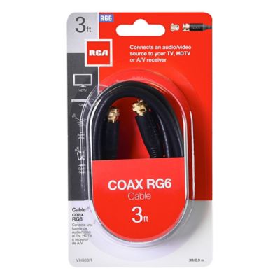 Image showing  RG6 Coaxial Cable with F-Connectors (3 ft.; Black)