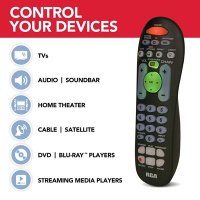 Image showing 9 th RCA 3-Device Backlit Big-Button Universal Remote