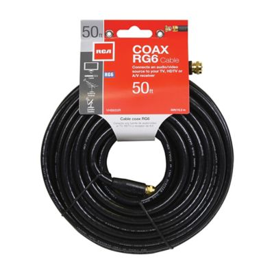Image showing  RG6 Coaxial Cable with F-Connectors (50 ft.; Black)