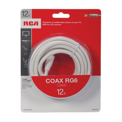 Image showing  RG6 Coaxial Cable with F-Connectors (12 ft.; White)