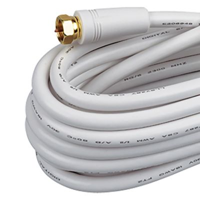 Image showing  RG6 Coaxial Cable with F-Connectors (12 ft.; White)