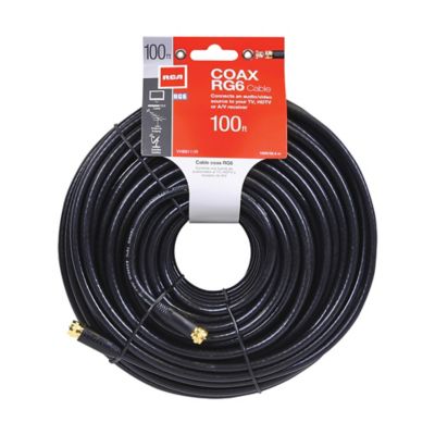 Image showing  RG6 Coaxial Cable with F-Connectors (100 ft.; Black)