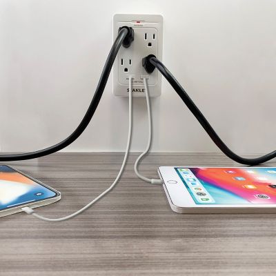 Image showing 5 th Stanley SurgeQuad 1,080-Joules Surge Protector Wall Tap, 4 AC Outlets and 2 USB-A Ports