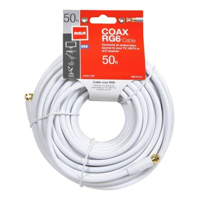 Image showing  RG6 Coaxial Cable with F-Connectors (50 ft.; White)