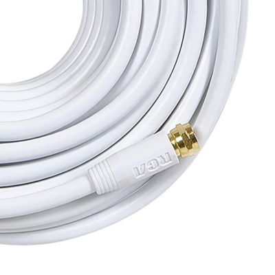 Image showing  RG6 Coaxial Cable with F-Connectors (50 ft.; White)