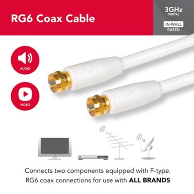 Image showing  RG6 Coaxial Cable with F-Connectors (50 ft.; White)