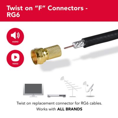 Image showing  VH5910R Gold-Plated RG Twist-on F-Connectors, 10 Count