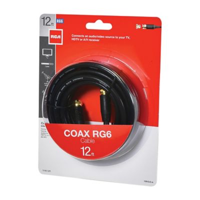 Image showing  RG6 Coaxial Cable with F-Connectors (12 ft.; Black)