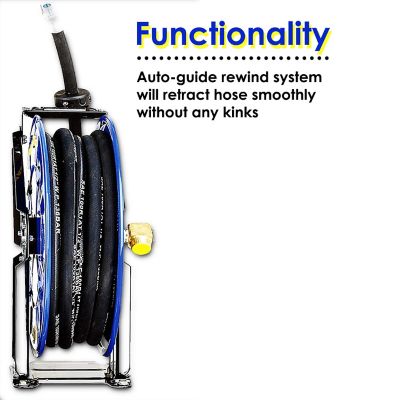 Image showing  1/2 in. x 50 ft. Retractable Oil Hose Reel, Premium Commercial S.A.E. 100R1 Wire Braid Hose Max. 2320 PSI