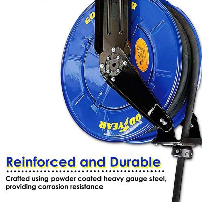 Image showing  1/2 in. x 50 ft. Retractable Oil Hose Reel, Premium Commercial S.A.E. 100R1 Wire Braid Hose Max. 2320 PSI