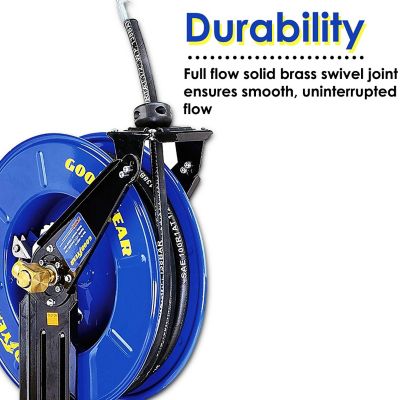 Image showing  1/2 in. x 50 ft. Retractable Oil Hose Reel, Premium Commercial S.A.E. 100R1 Wire Braid Hose Max. 2320 PSI