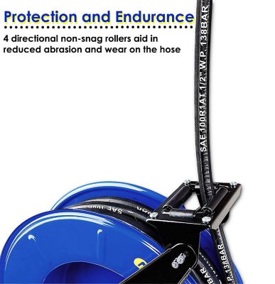 Image showing 5 th Goodyear 1/2 in. x 50 ft. Retractable Oil Hose Reel, Premium Commercial S.A.E. 100R1 Wire Braid Hose Max. 2320 PSI