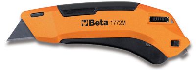 Beta Tools Safety Utility Knife with Retractable Blade, 3 Blades
