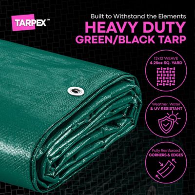 Image showing  40 ft. x 60 ft. Waterproof Heavy-Duty 10 Mil Polyethylene Tarp, Green/Black