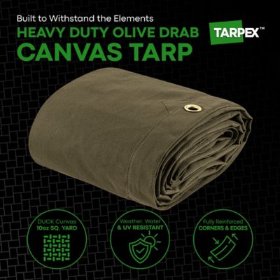 Image showing  4 ft. x 4 ft. 10 oz. Canvas Tarp, Olive Drab