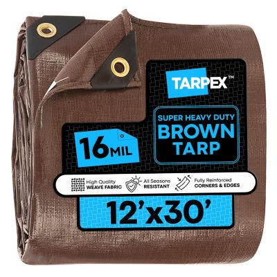 Tarpex 12 ft. x 30 ft. Super Heavy-Duty 16 Mil Poly Tarp, Brown