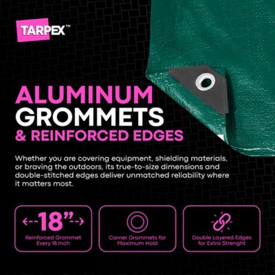 Image showing 3 th Tarpex 14 ft. x 14 ft. Waterproof Heavy-Duty 10 Mil Polyethylene Tarp, Green/Black