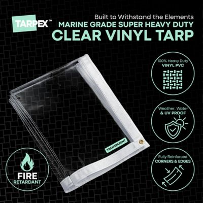 Image showing 1 th Tarpex 8 ft. x 10 ft. 20 Mil Fire-Retardant Super Heavy-Duty PVC Vinyl Tarp, Transparent Clear