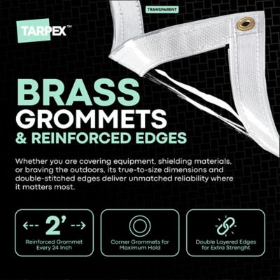 Image showing 3 th Tarpex 8 ft. x 10 ft. 20 Mil Fire-Retardant Super Heavy-Duty PVC Vinyl Tarp, Transparent Clear