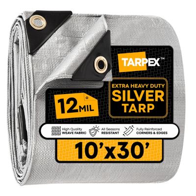Tarpex 10 ft. x 30 ft. Extra Heavy-Duty Weatherproof Tarp, Silver