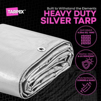 Image showing 1 th Tarpex 6 ft. x 8 ft. Waterproof Heavy-Duty 10 Mil Polyethylene Tarp, Silver/Black