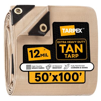Tarpex 50 ft. x 100 ft. Extra Heavy-Duty Weatherproof Tarp, Tan
