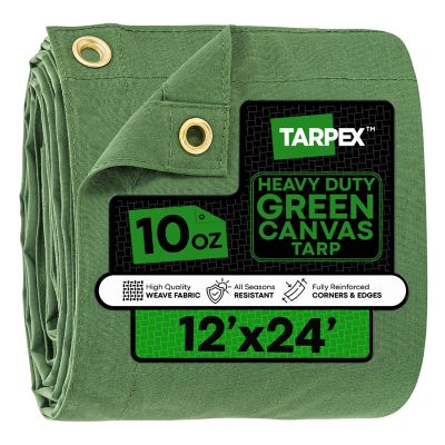 Tarpex 12 ft. x 24 ft. 10 oz. Canvas Tarp, Green