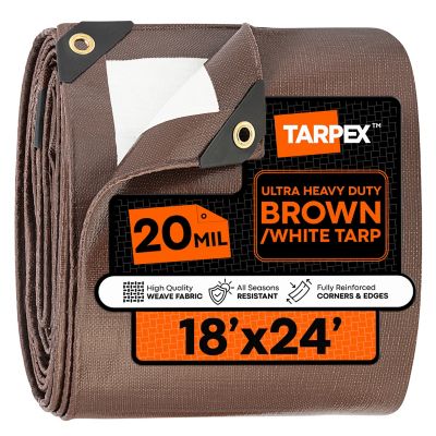 Tarpex 18 ft. x 24 ft. Heavy-Duty 20 Mil Tarp, Brown/White Ultra
