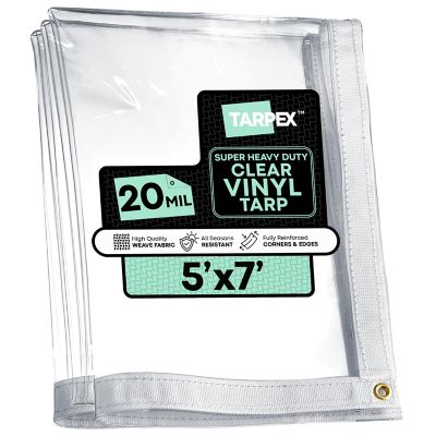 Tarpex 5 ft. x 7 ft. 20 Mil Super Heavy-Duty PVC Vinyl Tarp, Transparent Clear