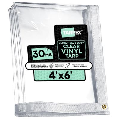 Image showing 0 th Tarpex 4 ft. x 6 ft. 30 Mil Ultra Heavy-Duty PVC Vinyl Tarp, Transparent Clear