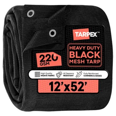 Tarpex 12 ft. x 52 ft. Black Heavy-Duty Weather Resistant 6.5 oz. 70% Shade Polyethylene Mesh Truck Tarp