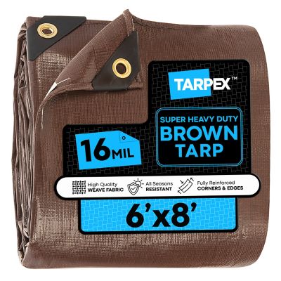 Tarpex 6 ft. x 8 ft. Super Heavy-Duty 16 Mil Poly Tarp, Brown