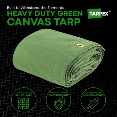 Image showing  10 ft. x 10 ft. 10 oz. Canvas Tarp, Green