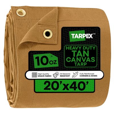 Tarpex 20 ft. x 40 ft. 10 oz. Canvas Tarp, Tan