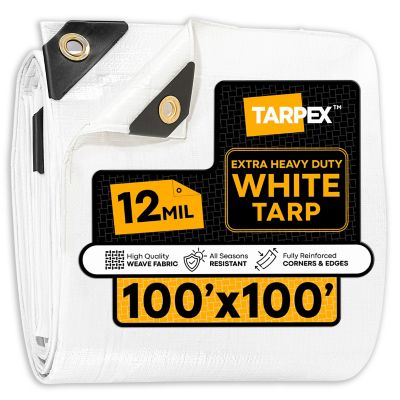 Tarpex 100 ft. x 100 ft. Extra Heavy-Duty Weatherproof Tarp, White