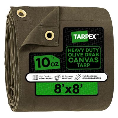 Tarpex 8 ft. x 8 ft. 10 oz. Canvas Tarp, Olive Drab