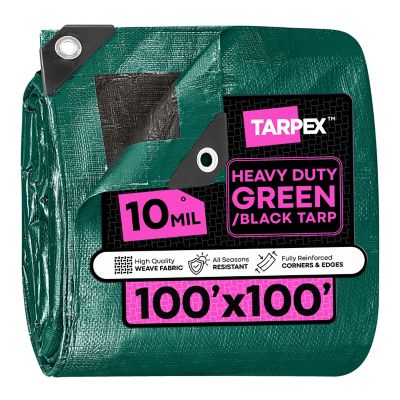 Tarpex 100 ft. x 100 ft. Waterproof Heavy-Duty 10 Mil Polyethylene Tarp, Green/Black