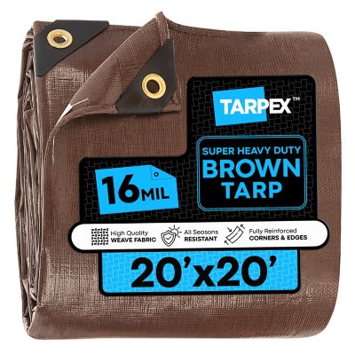 Tarpex 20 ft. x 20 ft. Super Heavy-Duty 16 Mil Poly Tarp, Brown