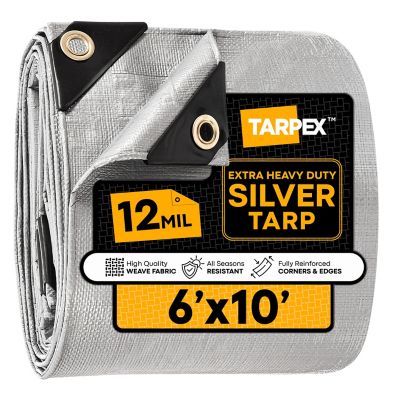 Tarpex 6 ft. x 10 ft. Extra Heavy-Duty Weatherproof Tarp, Silver