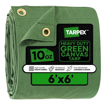 Tarpex 6 ft. x 6 ft. 10 oz. Canvas Tarp, Green