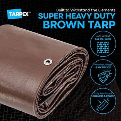 Image showing  15 ft. x 15 ft. Super Heavy-Duty 16 Mil Poly Tarp, Brown