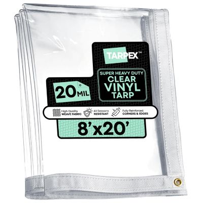 Tarpex 8 ft. x 20 ft. 20 Mil Super Heavy-Duty PVC Vinyl Tarp, Transparent Clear