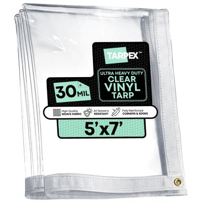 Tarpex 5 ft. x 7 ft. 30 Mil Ultra Heavy-Duty PVC Vinyl Tarp, Transparent Clear