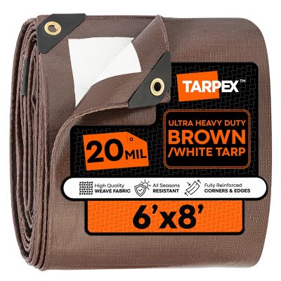 Tarpex 6 ft. x 8 ft. Heavy-Duty 20 Mil Tarp, Brown/White Ultra