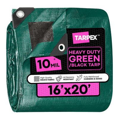 Tarpex 16 ft. x 20 ft. Waterproof Heavy-Duty 10 Mil Polyethylene Tarp, Green/Black