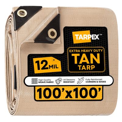Tarpex 100 ft. x 100 ft. Extra Heavy-Duty Weatherproof Tarp, Tan